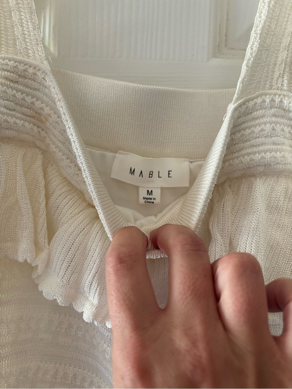 Marble Tiered Ruffle Knit Dress in Ivory - Picture 5 of 5